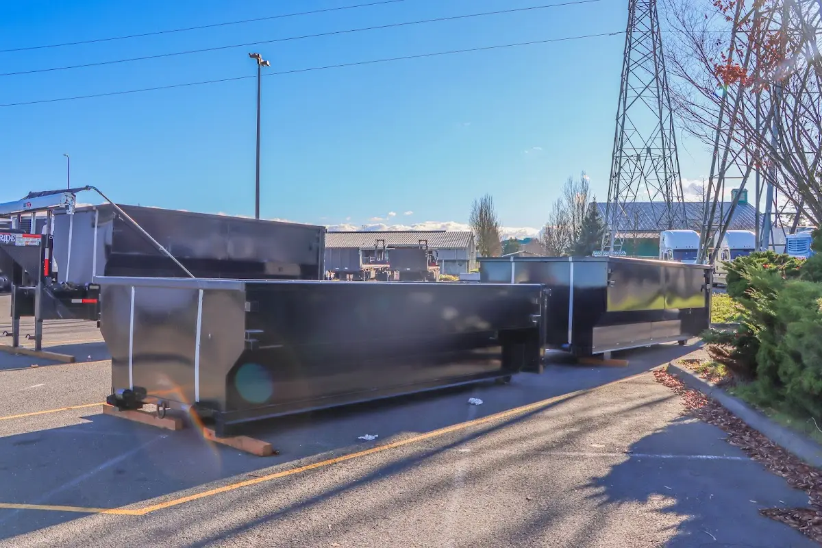 Roll-off dumpster ready for waste disposal at job site for 15 Yard Dumpster Rental in Morrow